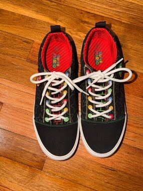 Nintendo Black Kids Sneakers with Rainbow Eyelets